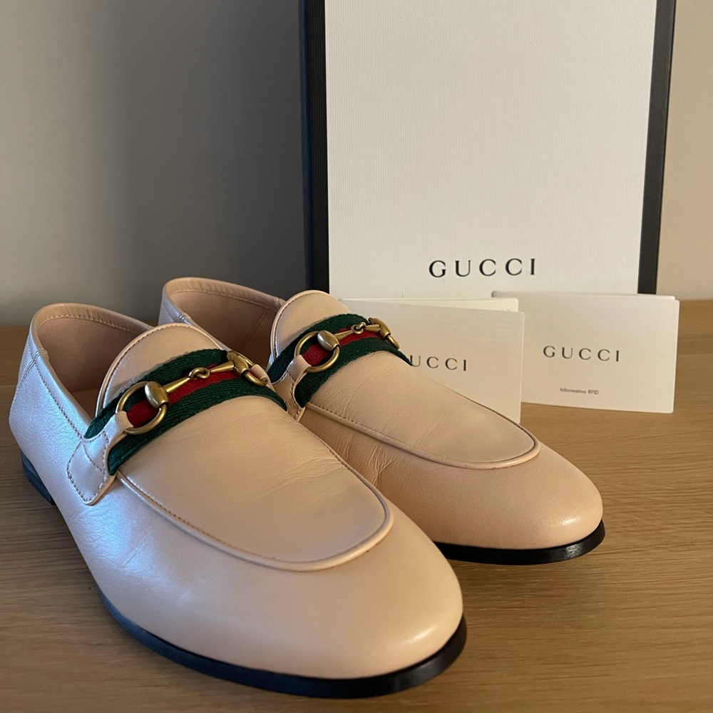 SOLD-NWT Gucci web loafers blush 37